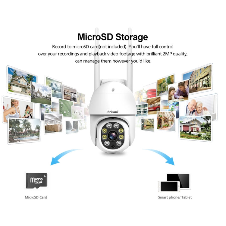 Sricam SP028 1080P HD Outdoor PTZ Camera, Support Two Way Audio / Motion Detection / Humanoid Detection / Color Night Vision / TF Card, US Plug, SP028 AU Plug, SP028 EU Plug, SP028 UK Plug, SP028 US Plug - Shello's Creative Boutique