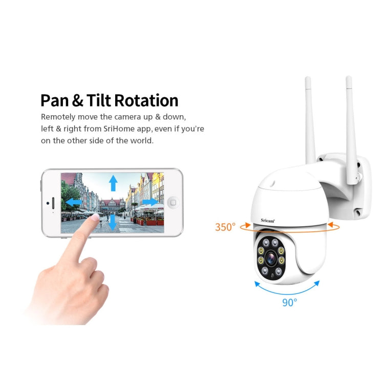 Sricam SP028 1080P HD Outdoor PTZ Camera, Support Two Way Audio / Motion Detection / Humanoid Detection / Color Night Vision / TF Card, US Plug, SP028 AU Plug, SP028 EU Plug, SP028 UK Plug, SP028 US Plug - Shello's Creative Boutique