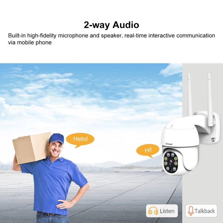 Sricam SP028 1080P HD Outdoor PTZ Camera, Support Two Way Audio / Motion Detection / Humanoid Detection / Color Night Vision / TF Card, US Plug, SP028 AU Plug, SP028 EU Plug, SP028 UK Plug, SP028 US Plug - Shello's Creative Boutique