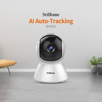 SriHome SH025 2.0 Million Pixels 1080P HD AI Auto-tracking IP Camera, Support Two Way Audio / Motion Tracking / Humanoid Detection / Night Vision / TF Card, AU Plug