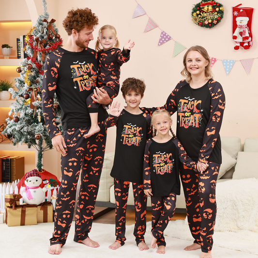 Halloween Christmas Parent-Child Loungewear Split Sleeve Set Two Piece Pajamas