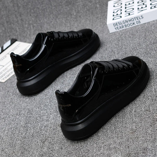 Brand fashion men's shoes, black glossy men's thick-soled white sneakers, versatile couple sports and casual tennis shoes eprolo