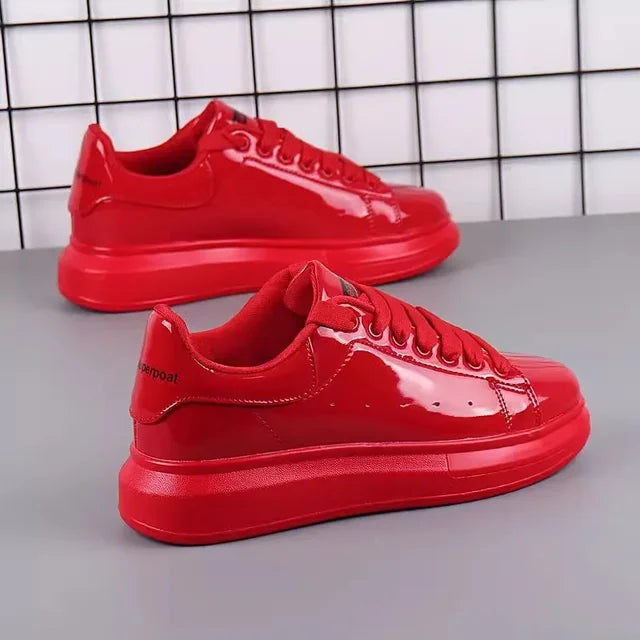 Branded couple shoes for men and women, breathable sports shoes, lacquered casual shoes, red skateboarding tennis shoes eprolo