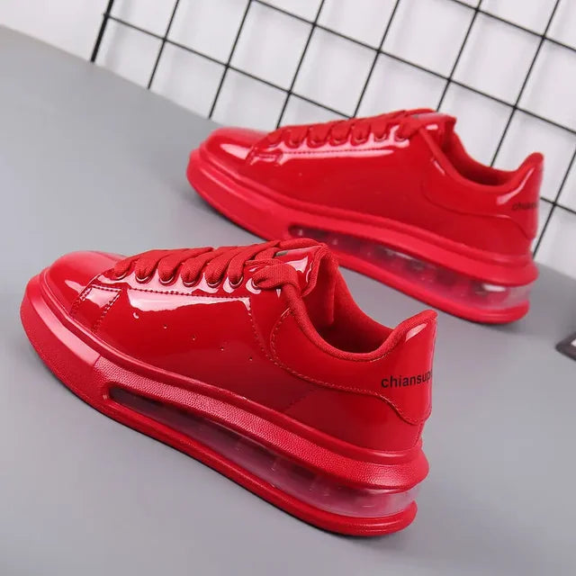 Branded couple shoes for men and women, breathable sports shoes, lacquered casual shoes, red skateboarding tennis shoes eprolo