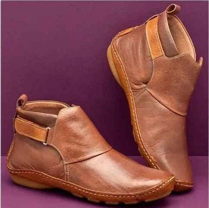 Women's Velcro Martin Boots - Flat Ankle Boots - Shello's Creative Boutique