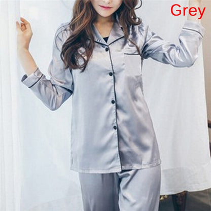 Silk Satin 2-Piece Pajama Set - Luxurious Sleepwear for Women