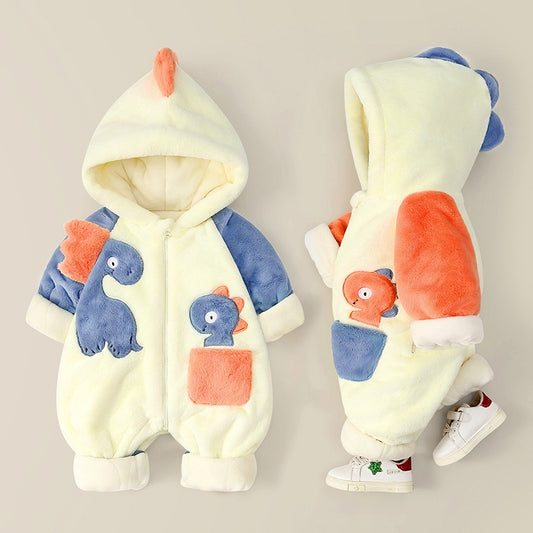 Baby One-Piece Clothes Plush Thickened Autumn And Winter New Baby Boys And Girls Romper Cartoon Crawling Clothes Winter Cotton Clothes eprolo