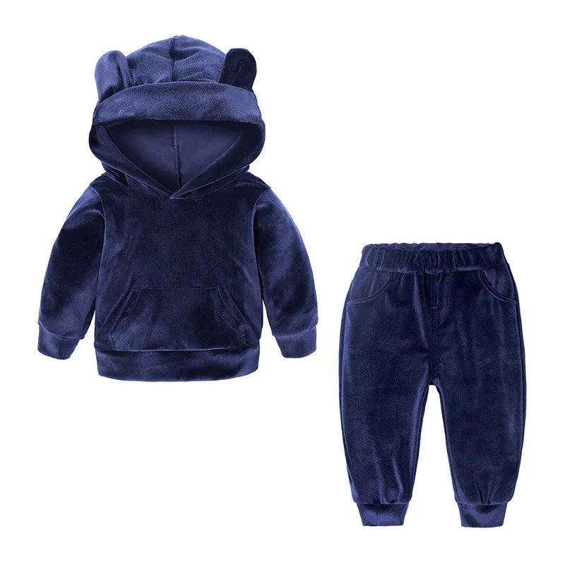 Children's Clothing Boys And Girls Suits Sports And Leisure Gold Velvet Two-Piece Children's Clothes - Shello's Creative Boutique
