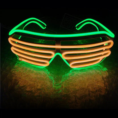 Double-colored Neon Luminous Glasses Flashing Eyeglass Party Wire LED Light Glasses Halloween Fluorescent Glowing Glasses Party - Shello's Creative Boutique