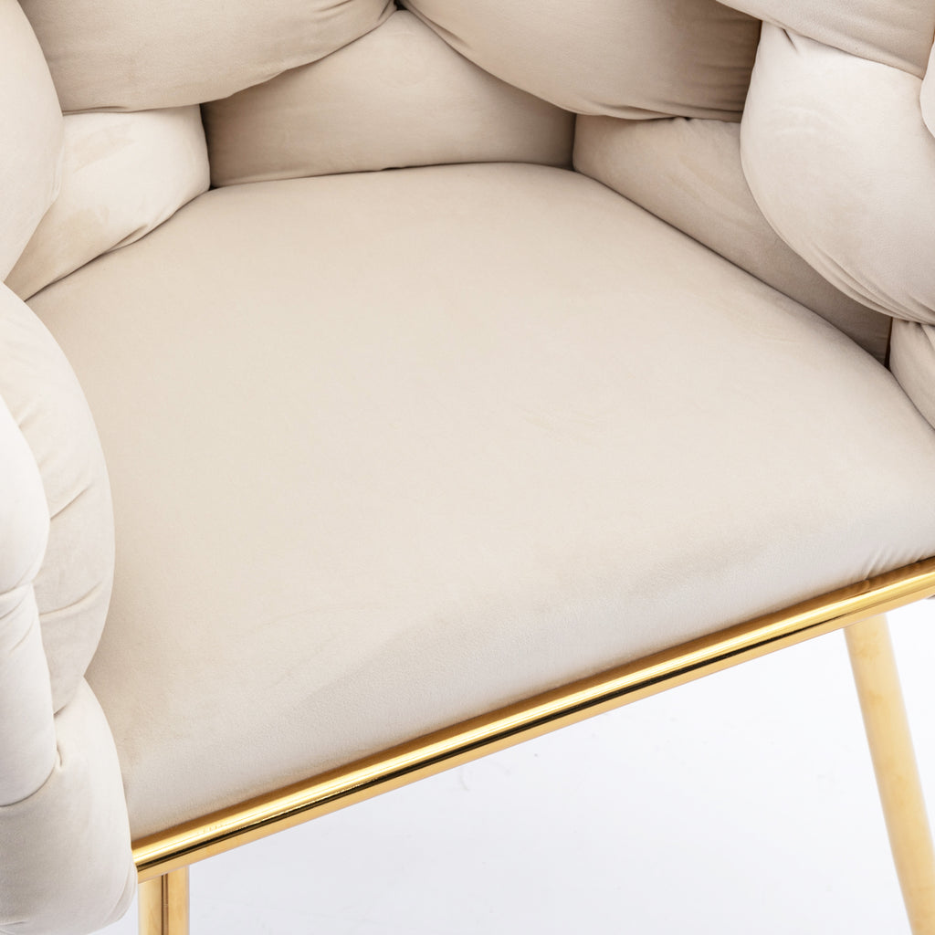 Luxury modern simple leisure velvet single sofa chair bedroom manicure table back chair beige Shello Creative Boutique
