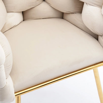 Luxury modern simple leisure velvet single sofa chair bedroom manicure table back chair beige - Shello's Creative Boutique