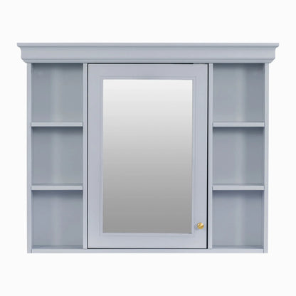 35'' x 28'' Blue Wall Mounted Bathroom Storage Cabinet with Mirror Door, Modern Bathroom Wall Cabinet with Mirror - Shello's Creative Boutique