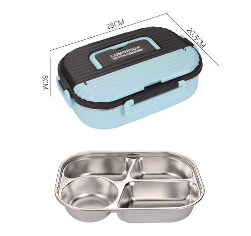 Microwaveable portable 304 stainless steel heat preservation rectangular lunch box fresh lunch box eprolo