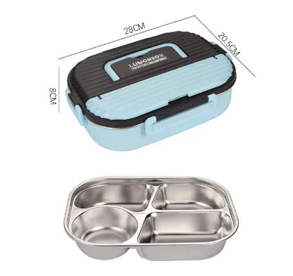 Microwaveable portable 304 stainless steel heat preservation rectangular lunch box fresh lunch box - Shello's Creative Boutique