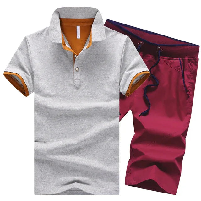 Cotton Mens Sets Summer Button Polo Shirts Sets Turn Down Mens Shorts 4XL Men Clothes 2 Piece Set Elastic Waist Shorts - Shello's Creative Boutique