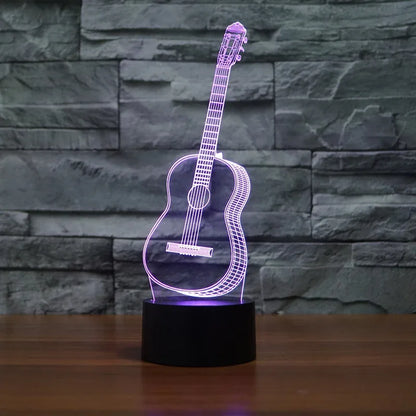 3D LED Guitar Night Light - 7 Colour Changing Optical Illusion Lamp - Shello's Creative Boutique