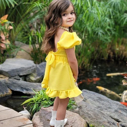 Children's Wear Girls' Suit Ins Style Children's Wear Girls' Lantern Sleeve Short Skirt Two-Piece Set - Shello's Creative Boutique