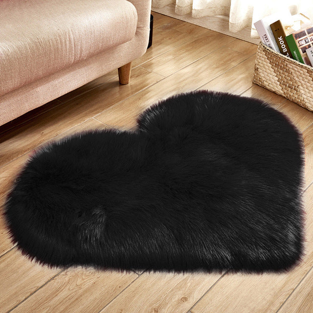 Love Heart Rugs Artificial Wool Hairy Carpet Faux Floor Mat Fur Plain Fluffy Area Rug Soft Living Room Carpet Bedroom Floor Mat eprolo