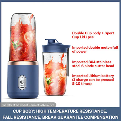 Juicer Portable Six Blade Charging Small Household Juice Cup Fully Automatic and Multifunctional Juice Cup - Shello's Creative Boutique