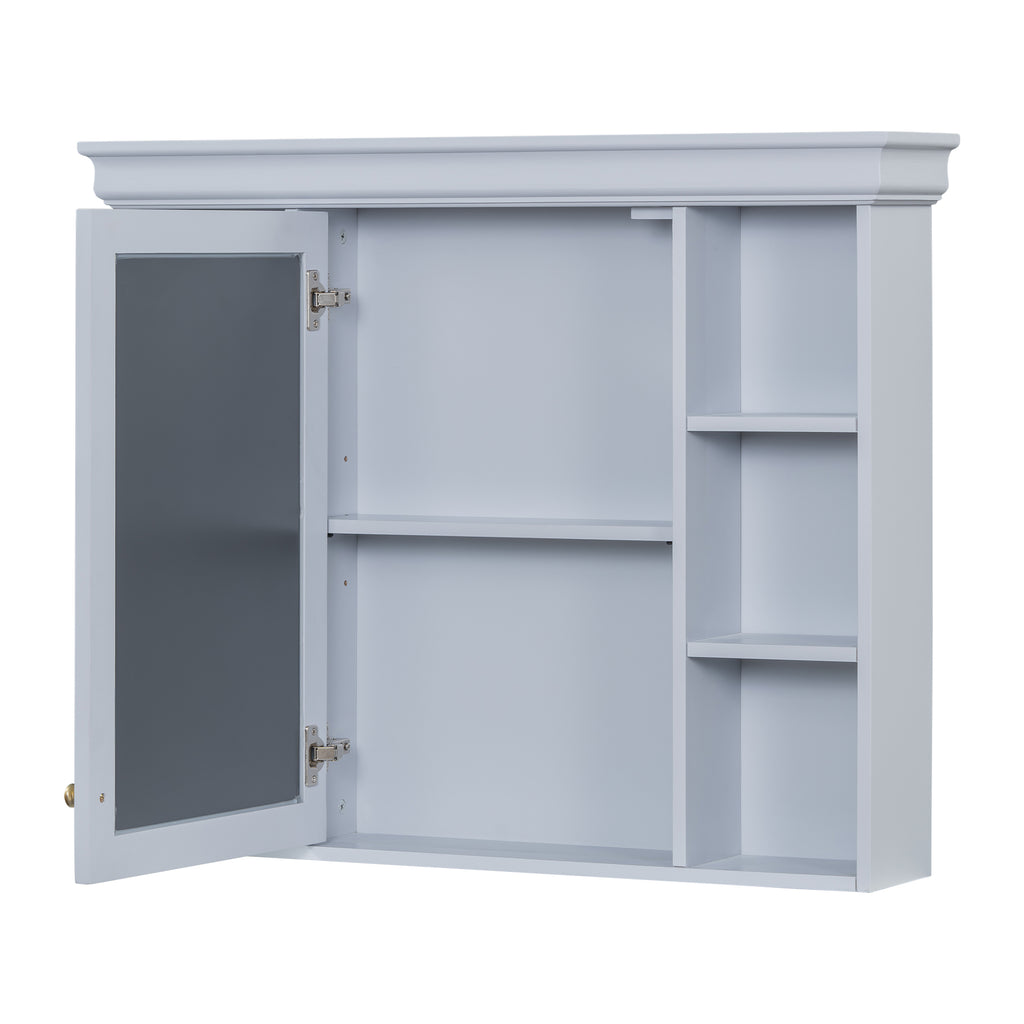 35'' x 28'' Blue Wall Mounted Bathroom Storage Cabinet with Mirror Door, Modern Bathroom Wall Cabinet with Mirror eprolo
