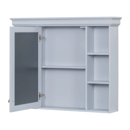 35'' x 28'' Blue Wall Mounted Bathroom Storage Cabinet with Mirror Door, Modern Bathroom Wall Cabinet with Mirror - Shello's Creative Boutique