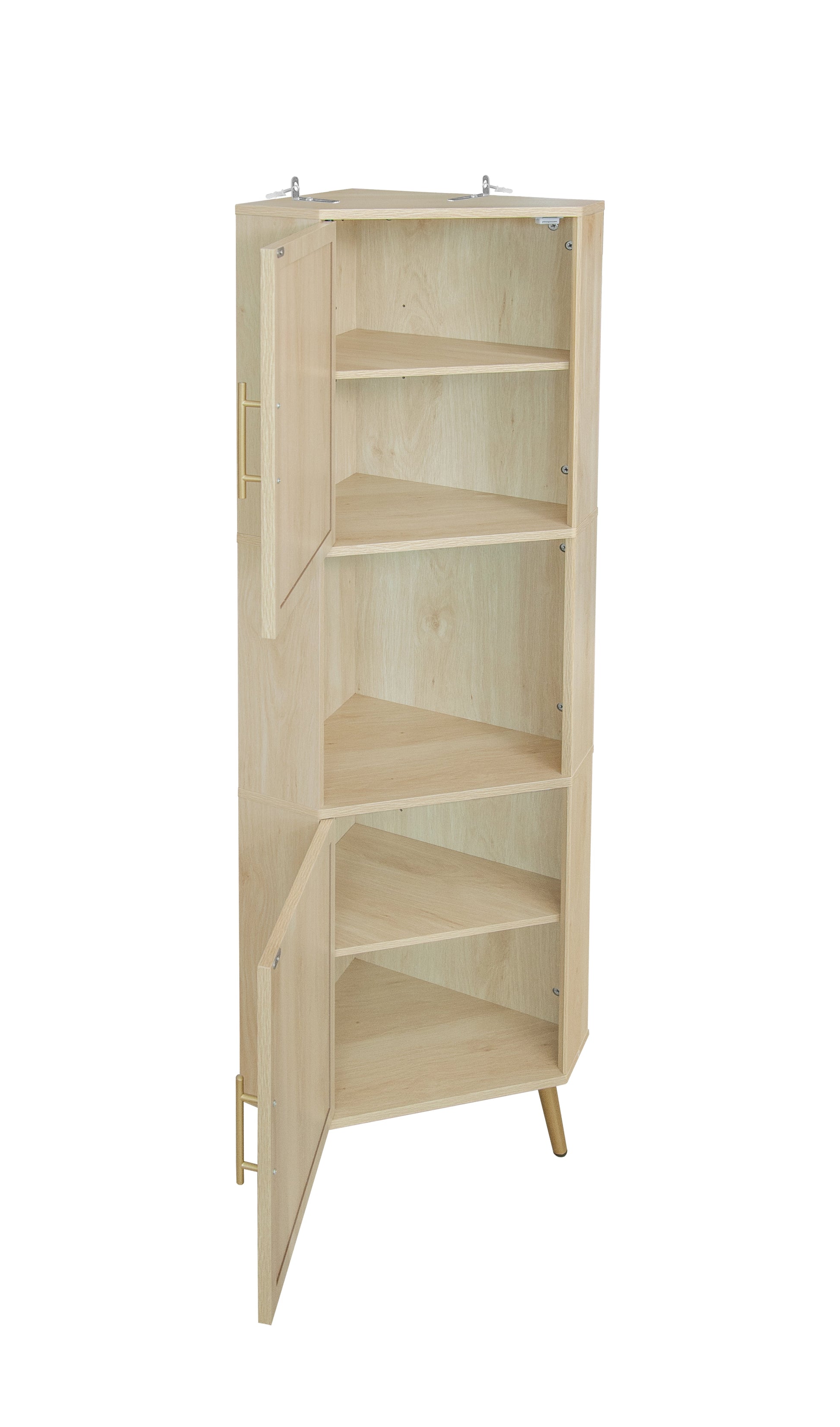 Corner cabinet ,Rattan door,Freestanding Corner Tables For Small Spaces, Corner Shelf Stand For Living Room, Kitchen, Bathroom eprolo