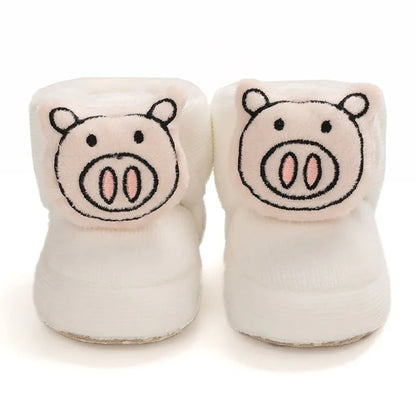 Baby cotton winter high tube 0-1 year old children's cartoon cute walking shoes - Shello's Creative Boutique