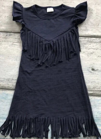 baby girls spring summer solid Tassels cotton dress boutique all-match clothing kids wear fringe multi color mint hot sale - Shello's Creative Boutique