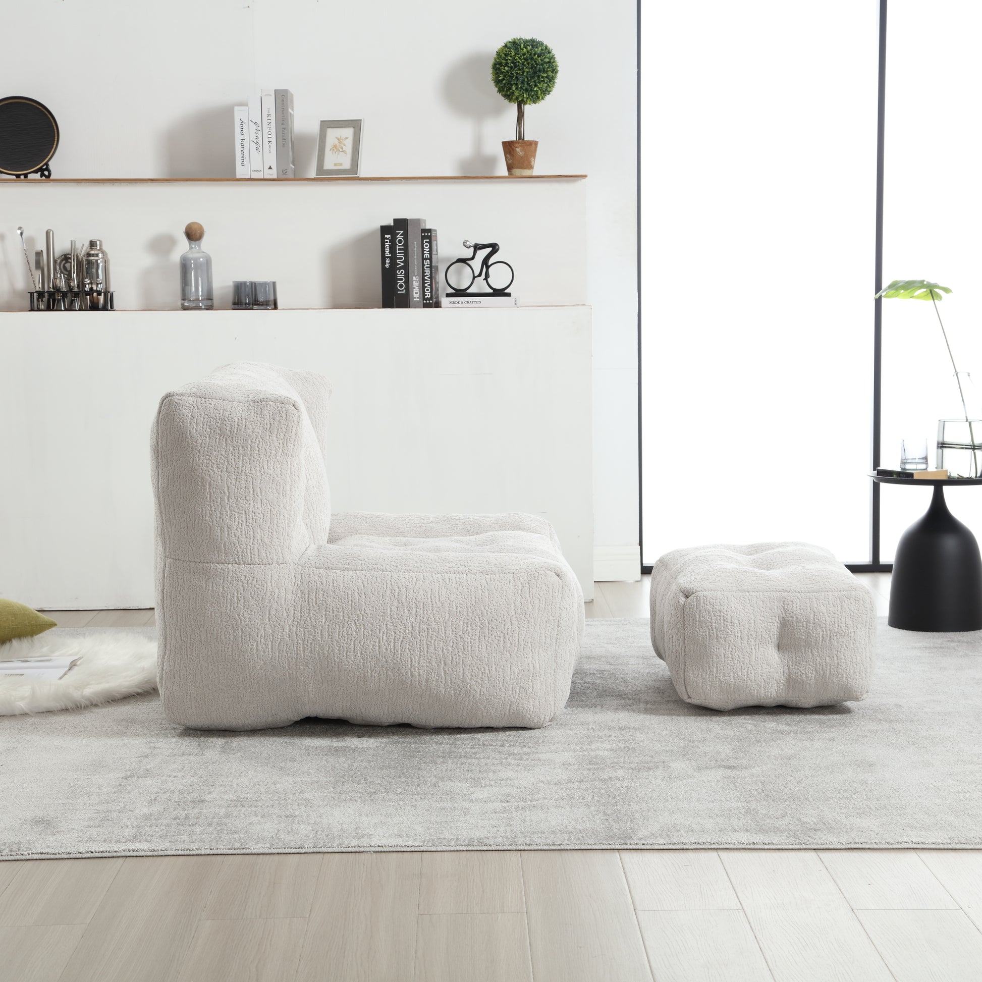 Fluffy bean bag chair Super soft couch chair with memory foam and footstool Indoor modern focus bean bag chair eprolo