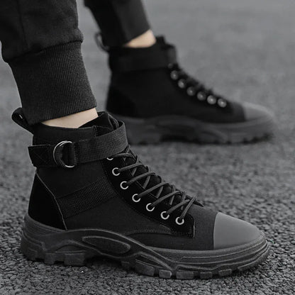 High top Martin boots for teenagers, fashionable and trendy casual board shoes, round toe lace up shoes for men - Shello's Creative Boutique