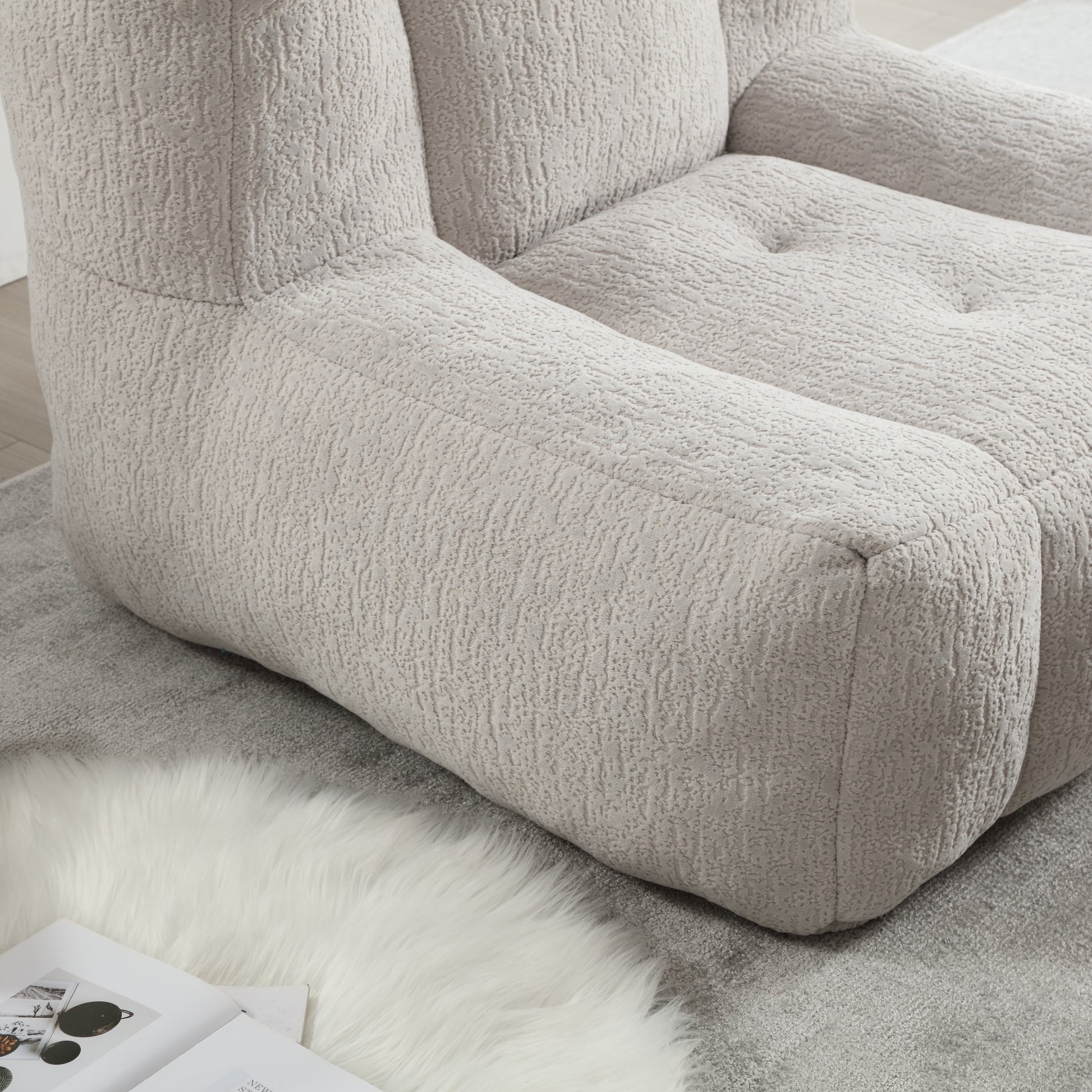 Fluffy bean bag chair Super soft couch chair with memory foam and footstool Indoor modern focus bean bag chair eprolo