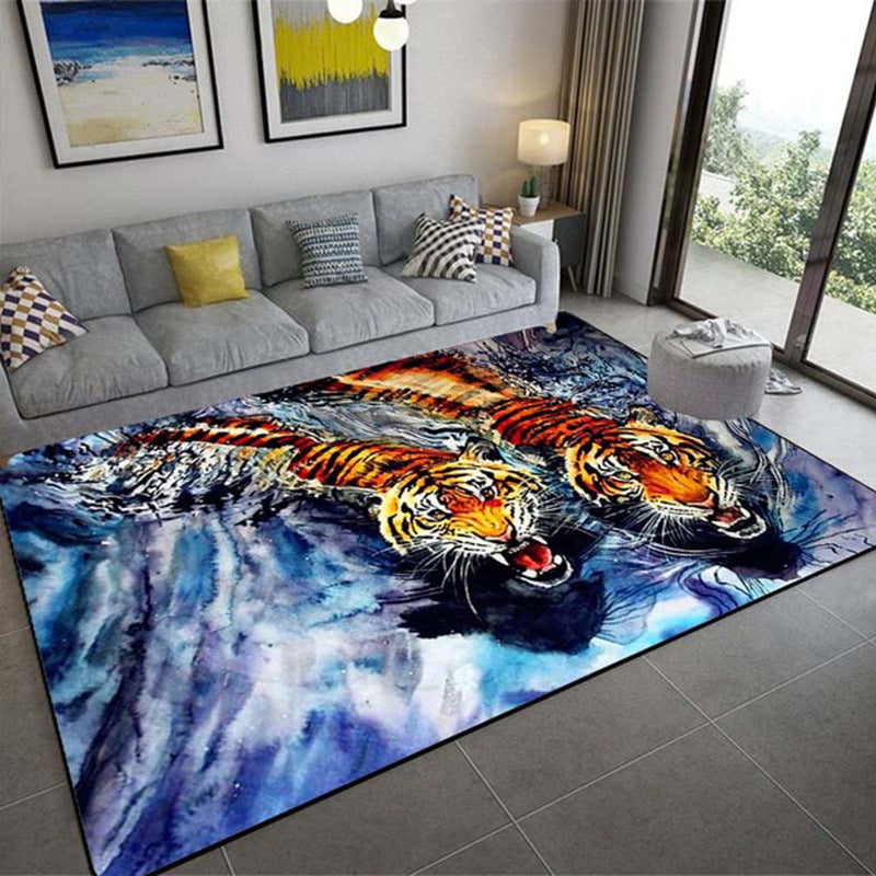 3D Three-Dimensional Animal Tiger Carpet - Realistic Living Room Floor Mat - Coffee Table Sofa Rug