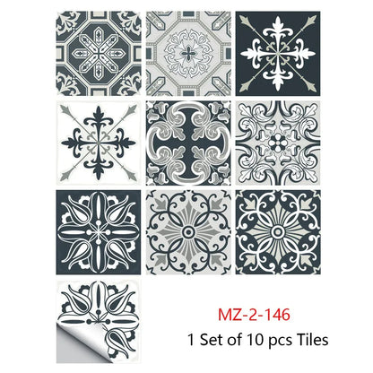 10 Piece Set Of Datura Mosaic Small Flower Imitation Ceramic Tile Wall Sticker - Shello's Creative Boutique