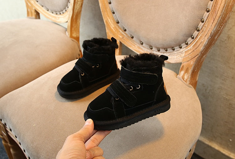 Winter Girls'Snow Boots 2020 New Warm Skid-proof Boys' Cotton Shoes 1-15 Years Old Children's School genuine leather suede Boots eprolo