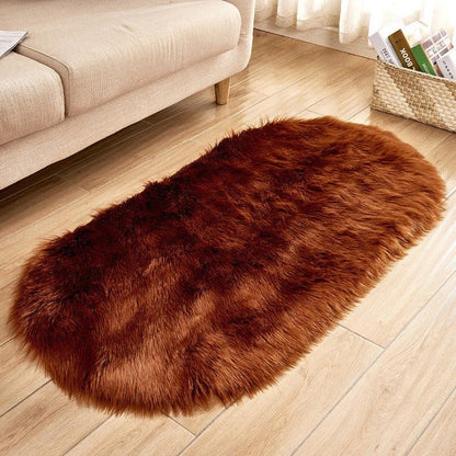 Imitation Wool Oval Plush Carpet – Soft Luxury for Any Space - Shello's Creative Boutique