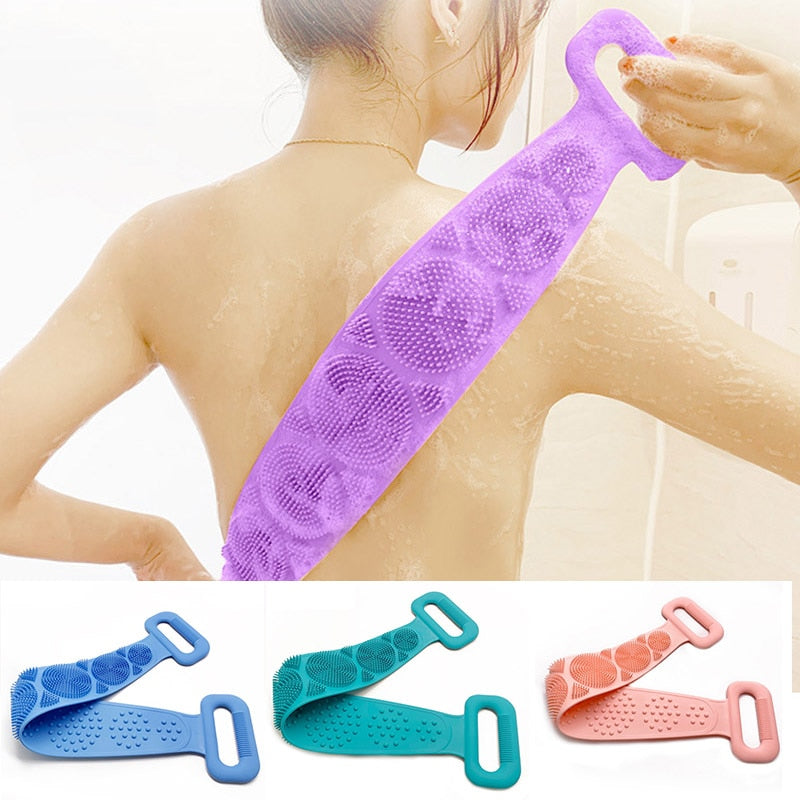 Hot Body Wash Silicone Body Scrubber Belt Double Side Shower Exfoliating Belt Removes Bath Towel Shello Creative Boutique