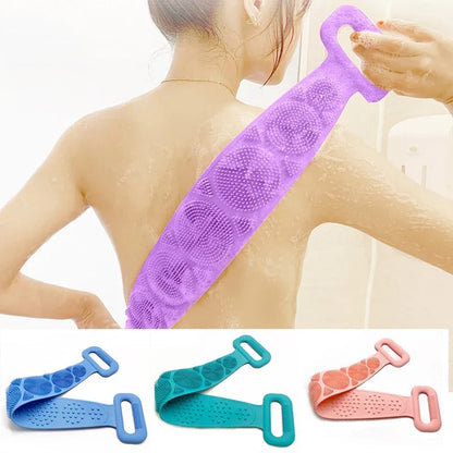 Hot Body Wash Silicone Body Scrubber Belt Double Side Shower Exfoliating Belt Removes Bath Towel - Shello's Creative Boutique