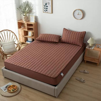 Waterproof Bed Linen with Elastic Bands Fitted Sheet Home Winter Solid Color Mattress Cover eprolo