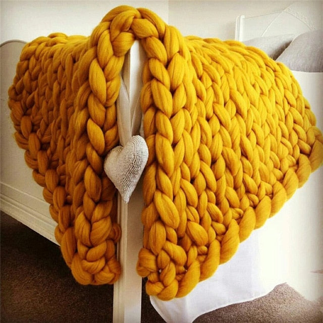 Sofa Cover Chunky Knitted Blankets Handmade Bedspreads Super Thick Yarn Merino Wool Soft Blanket Warm Winter Throw Blanket eprolo