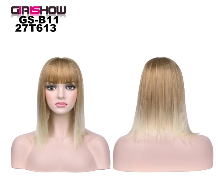 women Bob Wig With Bangs Short Straight Wigs party Synthetic Hair Heat Resistant Fiber fake hair Halloween Perucas eprolo