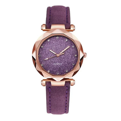 Ladies fashion Korean Rhinestone Rose Gold Quartz Watch Female Belt Watch Women's Watches Fashion Clock Watch Women Watches #A - Shello's Creative Boutique