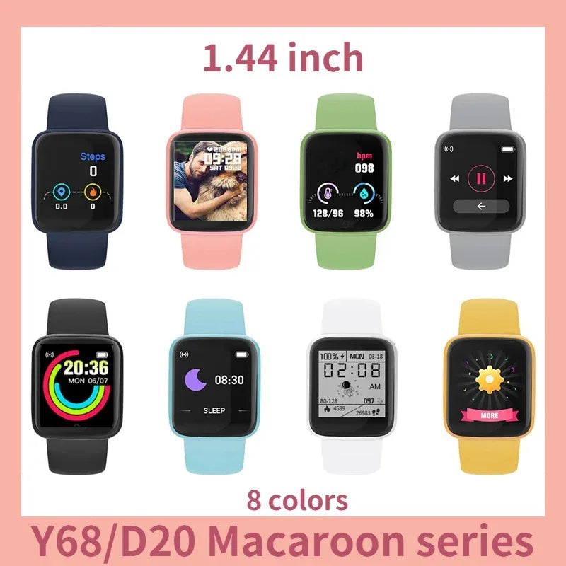 D20S smart bracelet 1.44 inches screen Y68 smart bracelet heart rate blood pressure monitoring pedometer bracelet - Shello's Creative Boutique