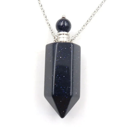 Natural Crystal Hexagonal Perfume Bottle Pendant Necklace Fluorite Pendant Essential Oil Jar Chain Necklace - Shello's Creative Boutique