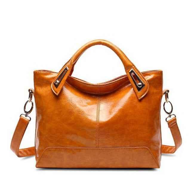 Women's Oil Wax Leather Shoulder Bag - Designer PU Leather Handbag - Shello's Creative Boutique