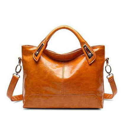 Women's Oil Wax Leather Shoulder Bag - Designer PU Leather Handbag - Shello's Creative Boutique