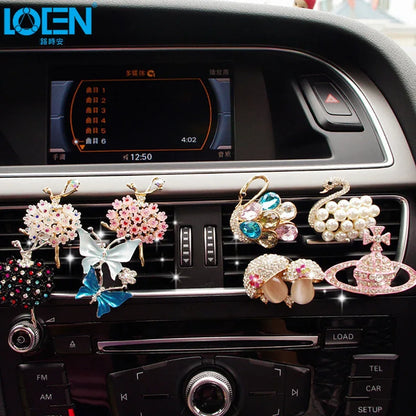Car Air Freshener Scents Auto Perfume Vent Outlet Clip With Solid Fragrance Sheet Swan Mushroom Butterflies Planet Dance Girl - Shello's Creative Boutique