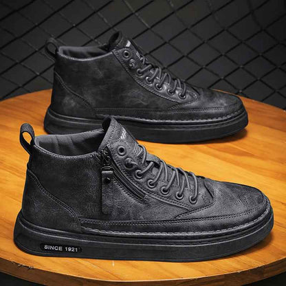 Martin Boots for Men - High Top Casual Board Shoes, Trendy Black Workwear Boots, Versatile Sports and Casual Footwear