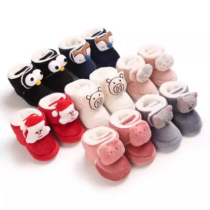 Baby cotton winter high tube 0-1 year old children's cartoon cute walking shoes - Shello's Creative Boutique