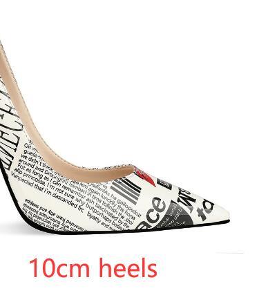 Poster Letter Mouse Printed Thin High Heel Pointed Toe Female Dress Shoes Women Slip On Pumps Stiletto Heels - Shello's Creative Boutique