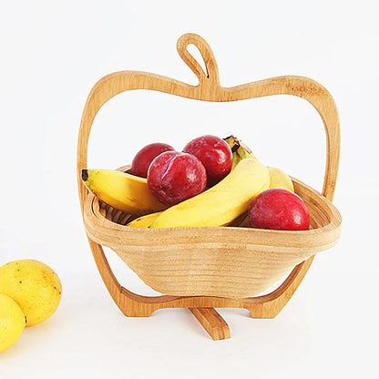Folding Fruit Basket Creative Fashion Crafts Fruit Storage Basket Wooden Layer Tripod Bowl Outdoor Camping Supplies - Shello's Creative Boutique